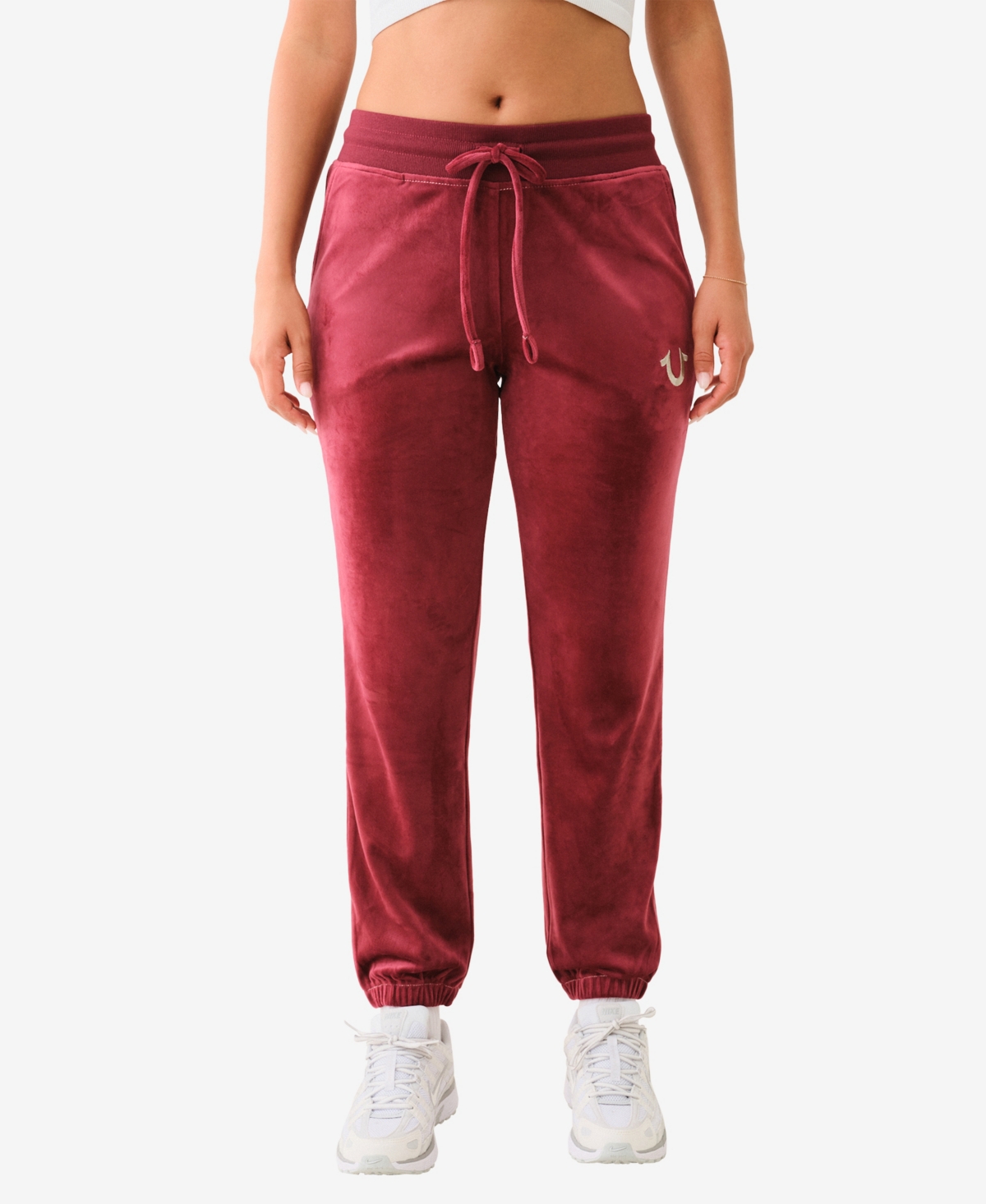 TRUE RELIGION WOMEN'S LUREX VELOUR JOGGER PANTS 