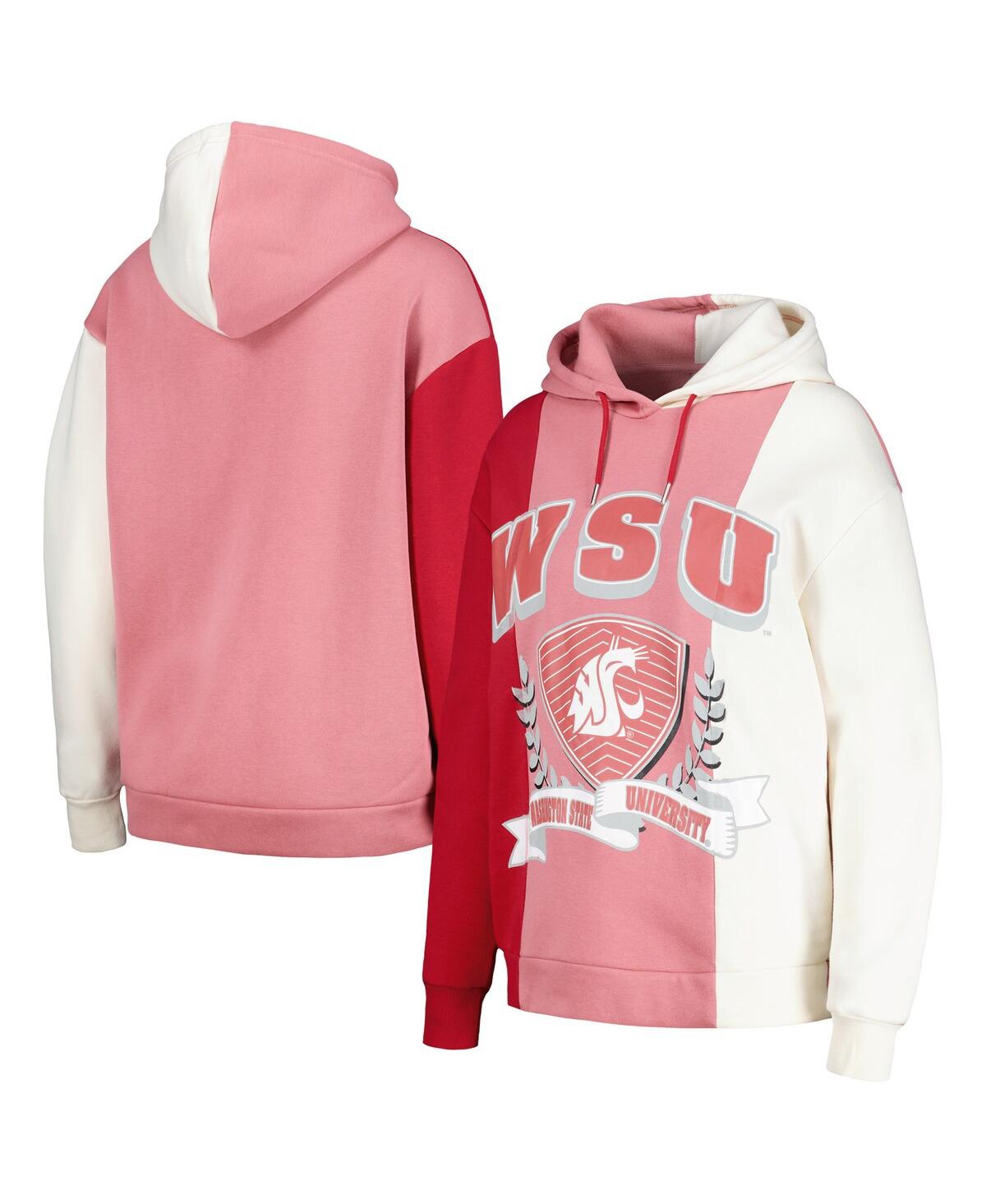 GAMEDAY COUTURE WOMEN'S CRIMSON WASHINGTON STATE COUGARS HALL OF FAME COLORBLOCK PULLOVER HOODIE 
