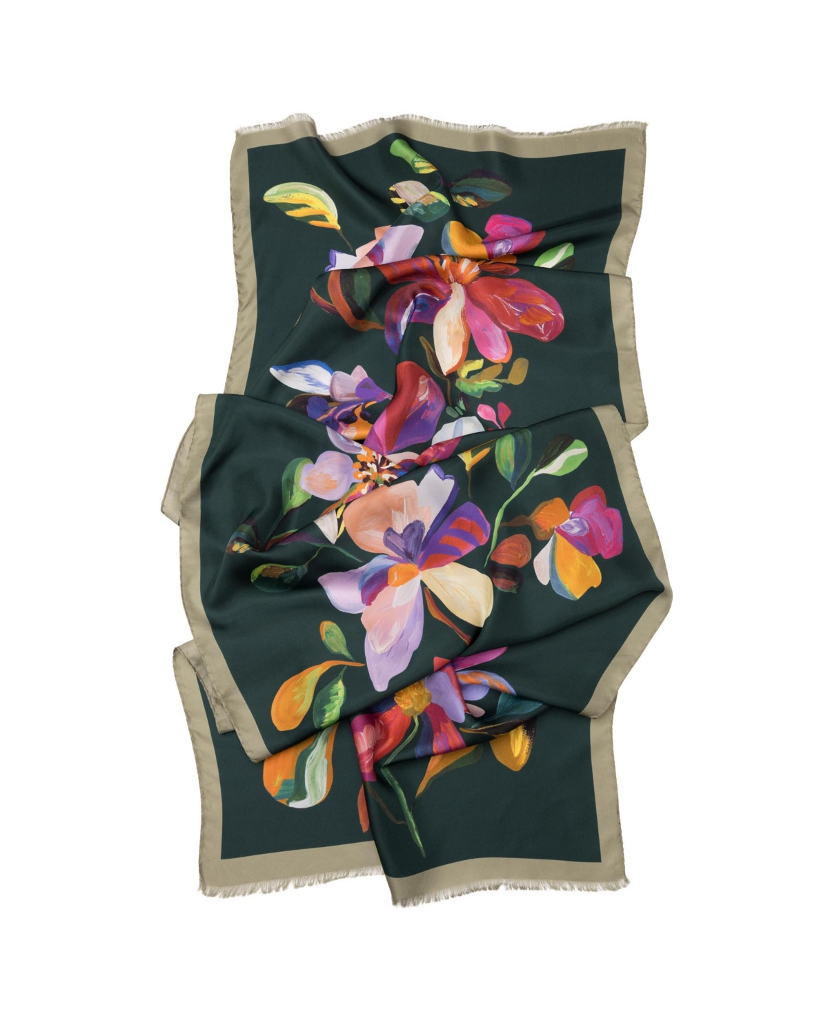 Eloisa - Large Silk Scarf for Women - Green