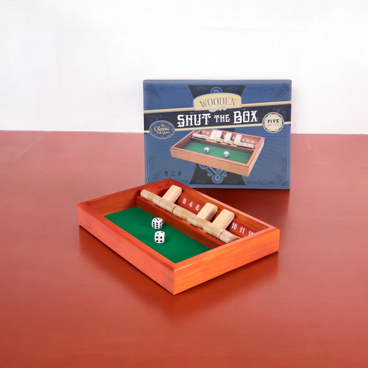 Slickblue Shut the Box Game – Classic Wooden Number Puzzle for Family Fun and Skill Development