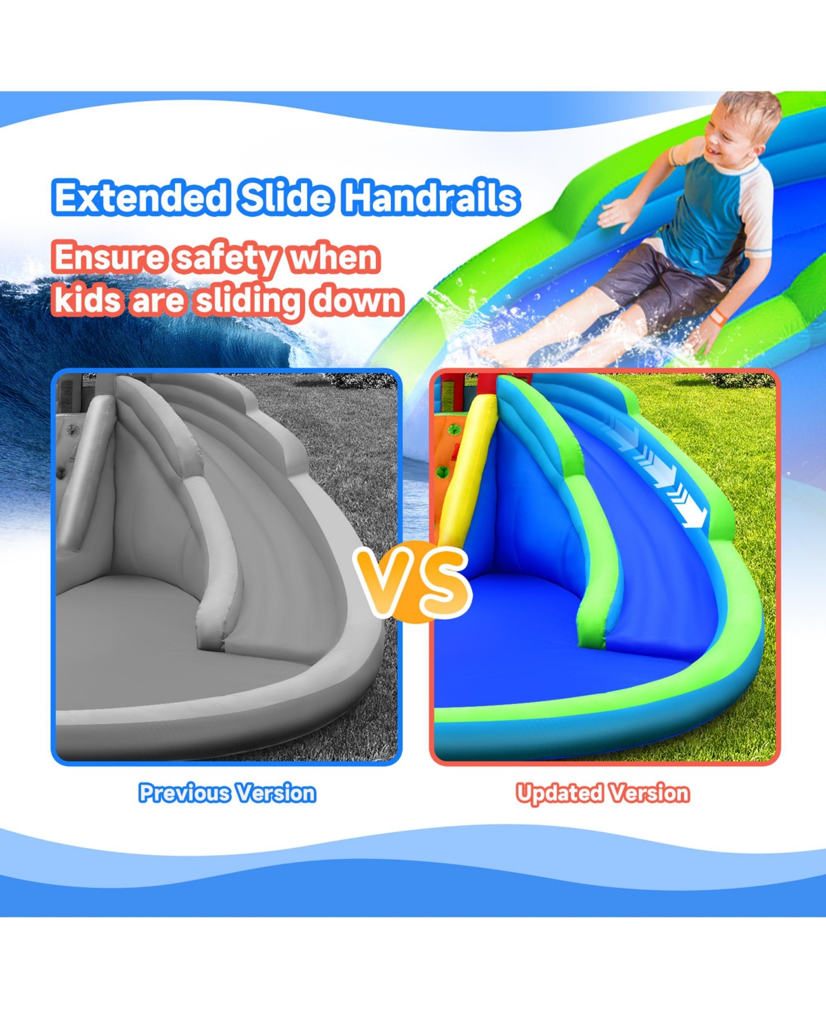 Gymax Inflatable Waterslide Wet & Dry Bounce House w/Upgraded Handrail & 780W Blower