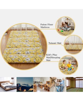 Japanese Thick Tatami Roll-Up Floor Mattress for Camping & Guest Room, Twin