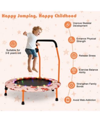 36 Inch Mini Trampoline with Colorful LED Lights and Bluetooth Speaker