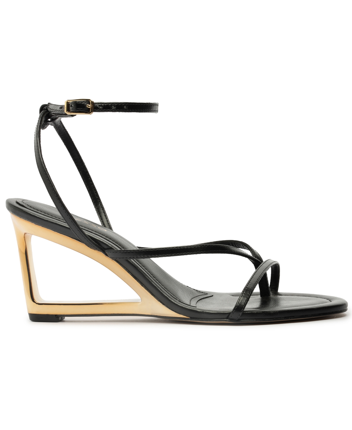 Arezzo Women's Frankie High Geometric Round Toe Wedge Sandals In Black