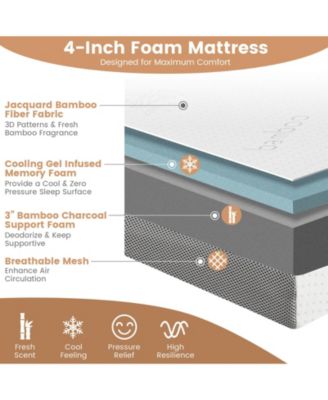 4 Inch Tri-fold Cool Gel Memory Foam Mattress-Queen Size