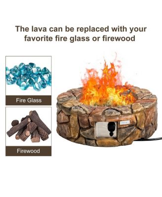 28 Inch Propane Gas Fire Pit Outdoor 40 000 BTU Stone