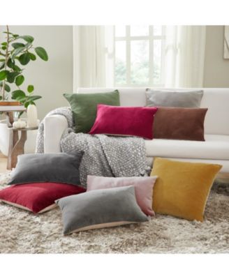 Stella Plush Velvet Lumbar Throw Pillow Covers, 14"x 20", Set of 2