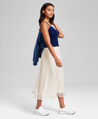 Women's Pull-On Tiered Tulle Midi Skirt, Exclusively at Macy's 