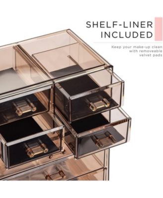 Medium Makeup Organizer Set - (3 Large / 4 Small Drawers/Top Tray) Brown
