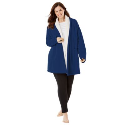 Women's Sherpa Lined Collar Microfleece Bed Jacket