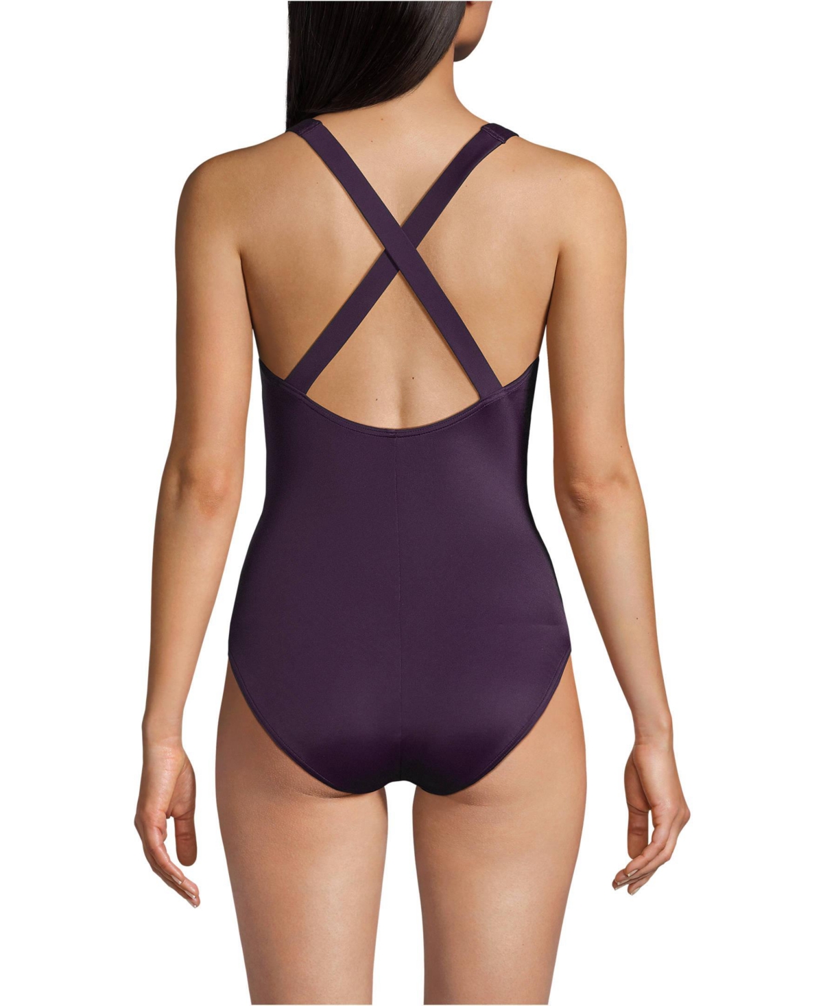 Lands' End Women's Long Torso Tugless X-Back One Piece Swimsuit