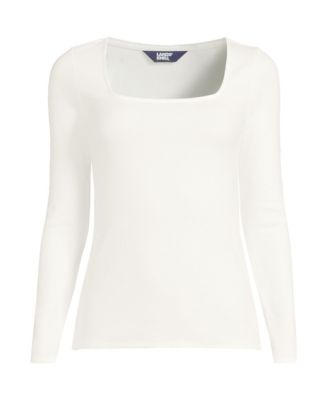 Plus Size Long Sleeve Rib Square Neck Tee