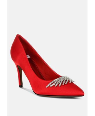 Rhodolia Diamante Brooch Detail Satin Pumps