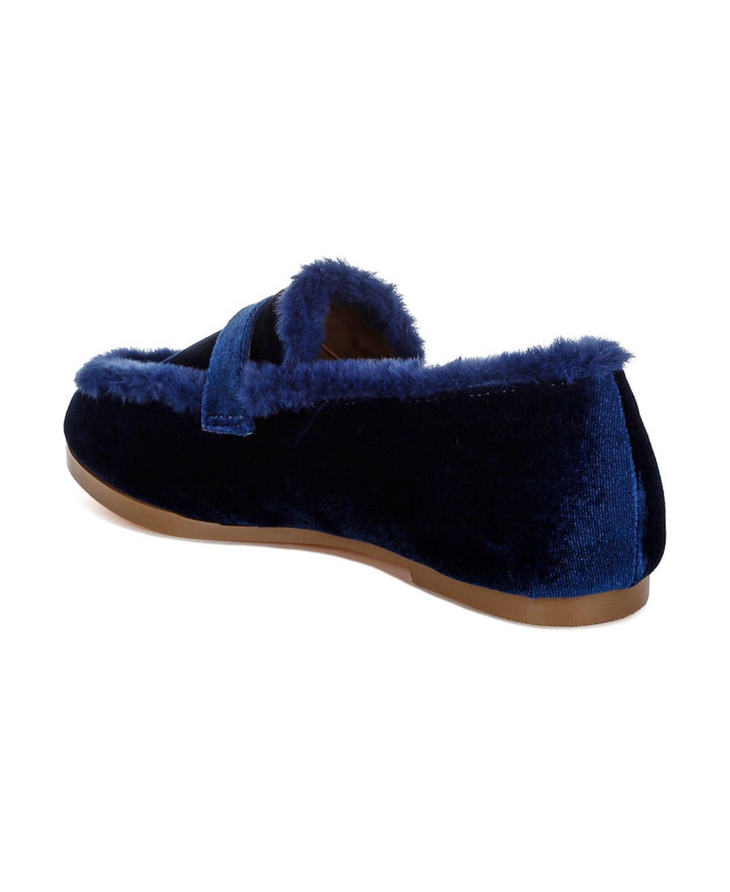 Женские туфли Rag & Co Bastian Fur Detail Velvet, цвет: Тёмный синий — фото 2