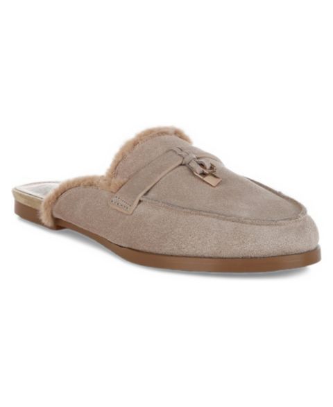 Женские сабо Rag & Co Bosnia Suede and Faux Fur Slip On Mules, цвет: Бежевый замшевый кожаный