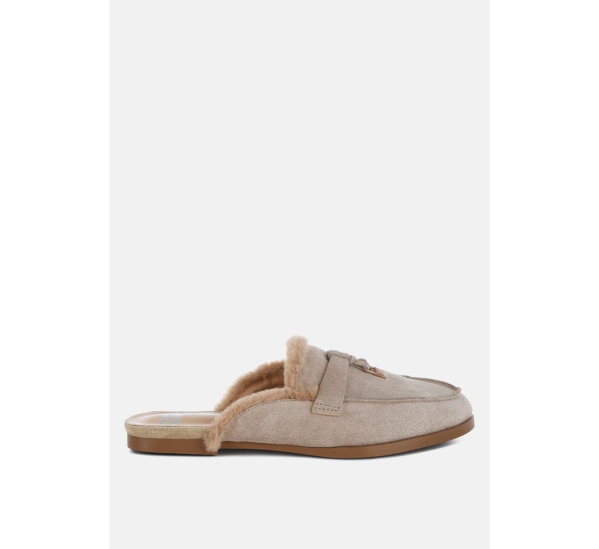 Rag & Co Bosnia Suede & Faux Fur Slip On Mules