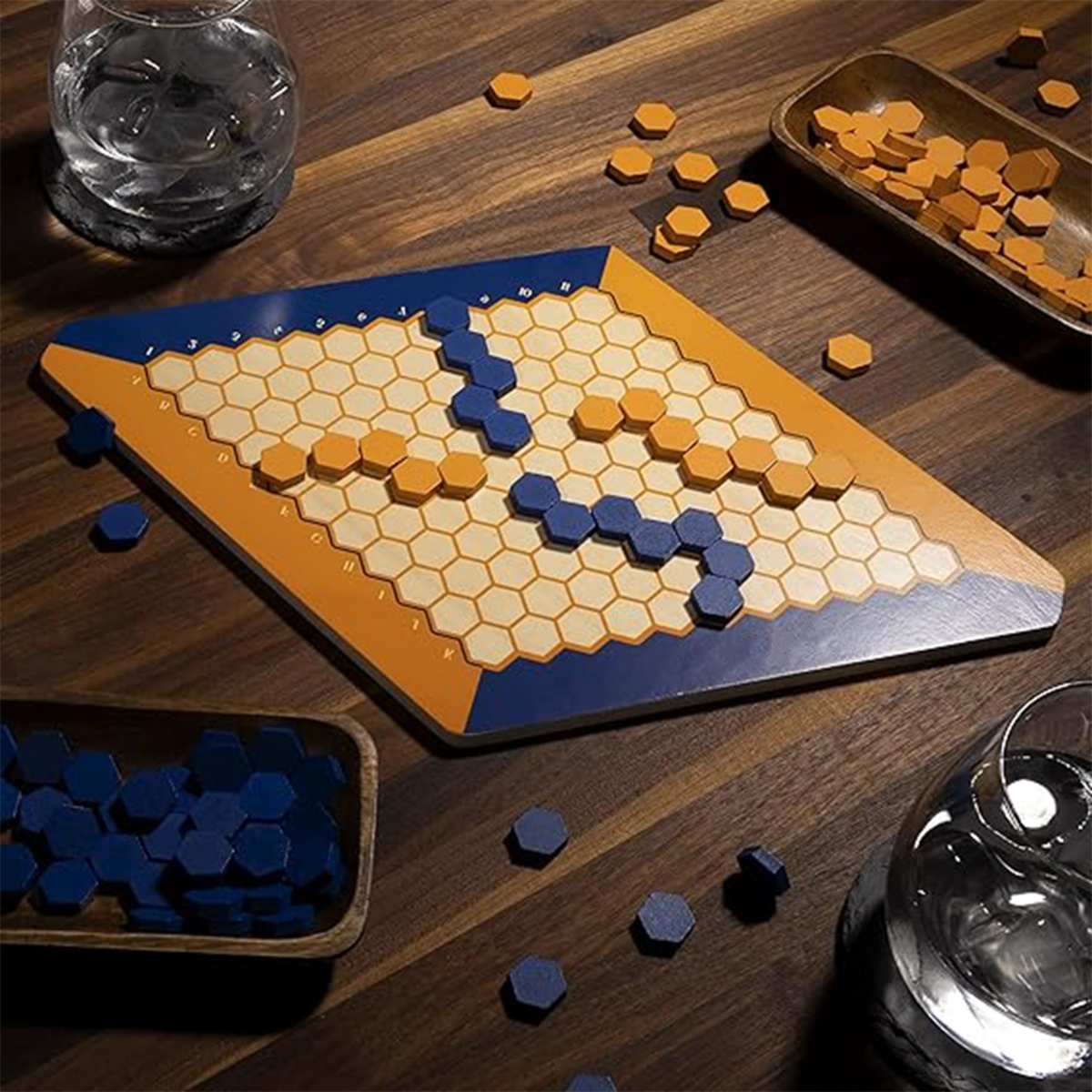 Slickblue Hexus Board Game – Strategy and Fun for All Ages with Vibrant Hexagonal Pieces - blue