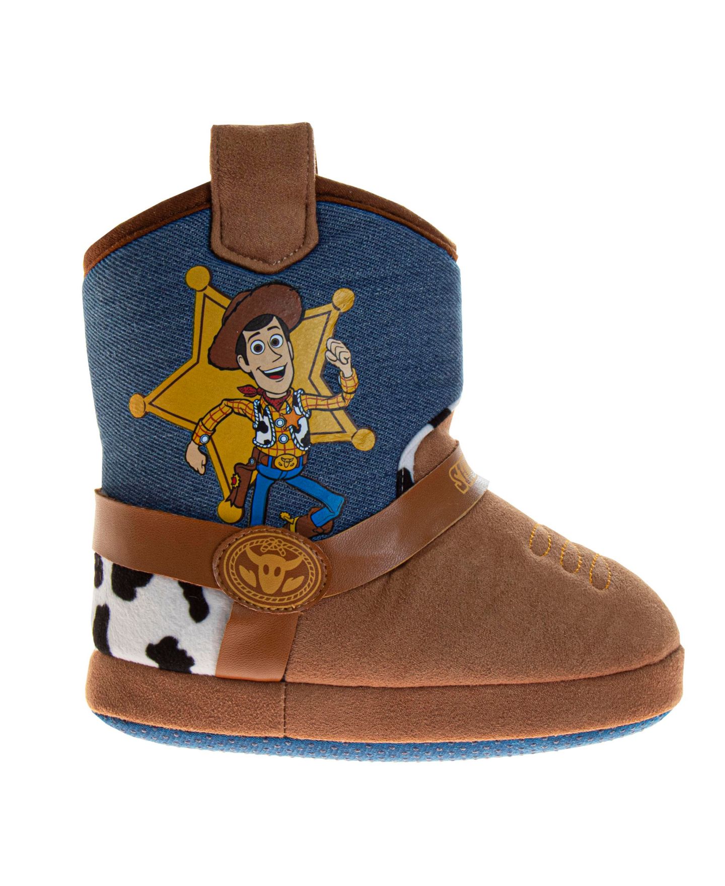 Тапочки Disney Pixar Toy Story Slippers Dual Sizes Cozy Warm Soft Plush Indoor Wear Woody & Buzz (Toddler Sizes 5-10 / Little Kid Sizes 11-12) для мальчиков, цвет: Рыжевато-коричневый / Синий — фото 2