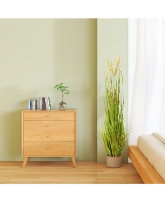 2Pcs 4Ft Artificial Grass with Pots, Wheat Grass Green Leaves Fake Plants, Realistic Foxtail Grass Pampas Grass Plants for Home Garden