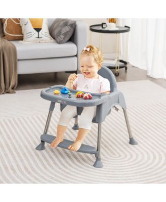 4-in-1 Convertible Baby High Chair with Removable Double Tray