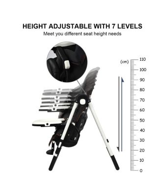 Foldable Baby High Chair with Adjustable Height, Backrest, and Detachable Tray
