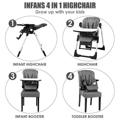 4-in-1 High Chair–Booster Seat with Adjustable Height and Recline