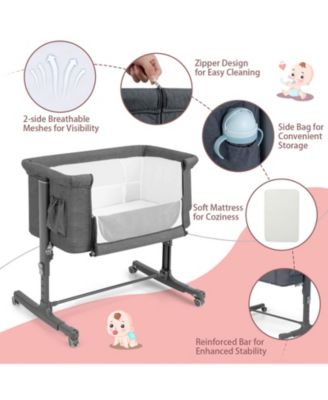 Portable Baby Bedside Bassinet with 5-level Adjustable Heights and Travel Bag