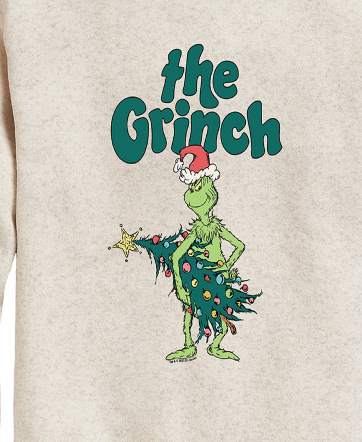 The Grinch Big Girls Grinch Tree Graphic Fleece Top -Khaki