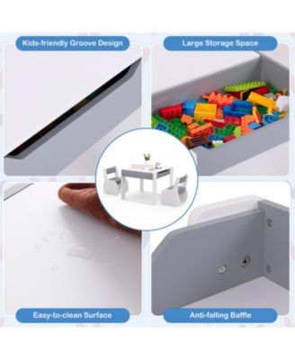 4-in-1 Wooden Activity Kids Table and Chairs with Storage and Detachable Blackboard