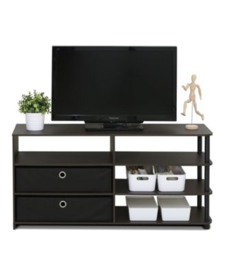 TV Stand Hold up to 50" Media Entertainment Center Bookcase Shelves with 2 Drawers