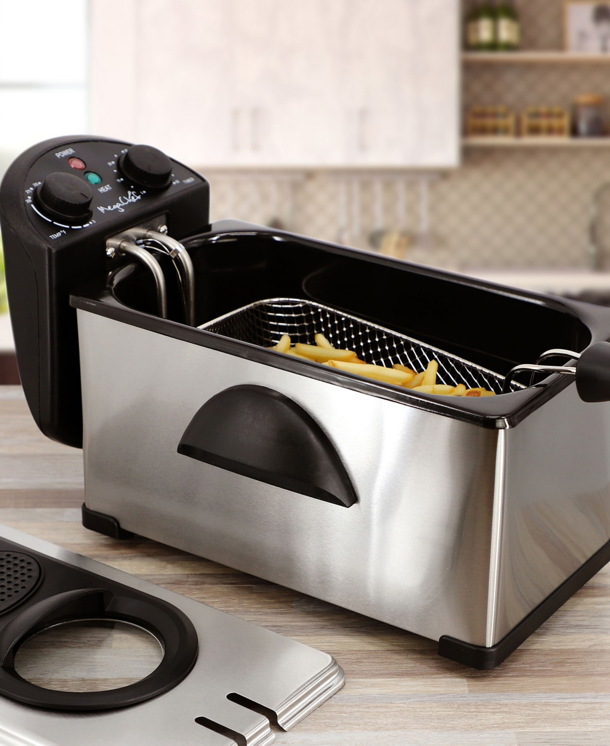 MegaChef Quart Stainless Steel Electric Deep Fryer with Timer