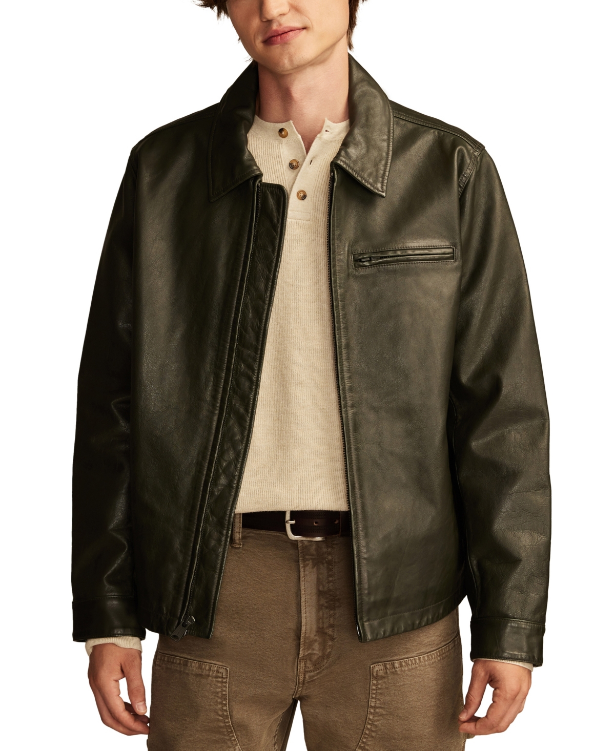 Men's Leather Touring Jacket - Brown