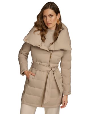 Women's Belted Asymmetric Puffer Coat