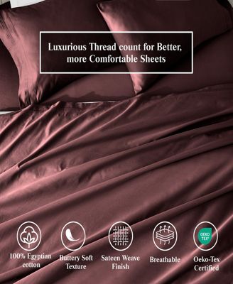 650-TC Egyptian Cotton Solid Deep Pocket Sheet Set, Split King