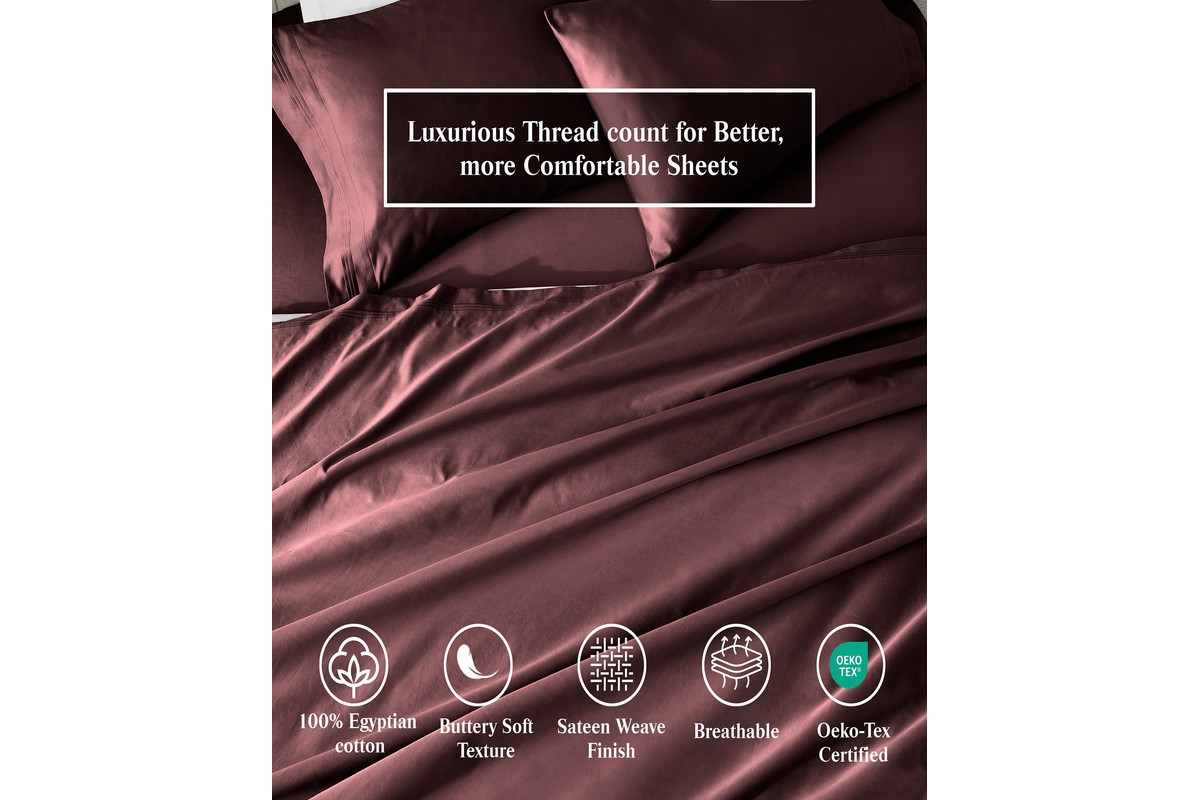 Superior Egyptian Cotton 650 Thread Count Solid Deep Pocket Sheet Set,