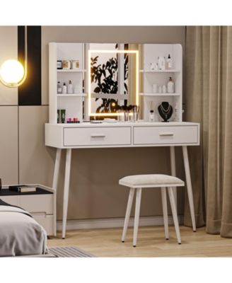 Makeup Vanity Desk, Vanity Mirror with Lights Desk and Chair