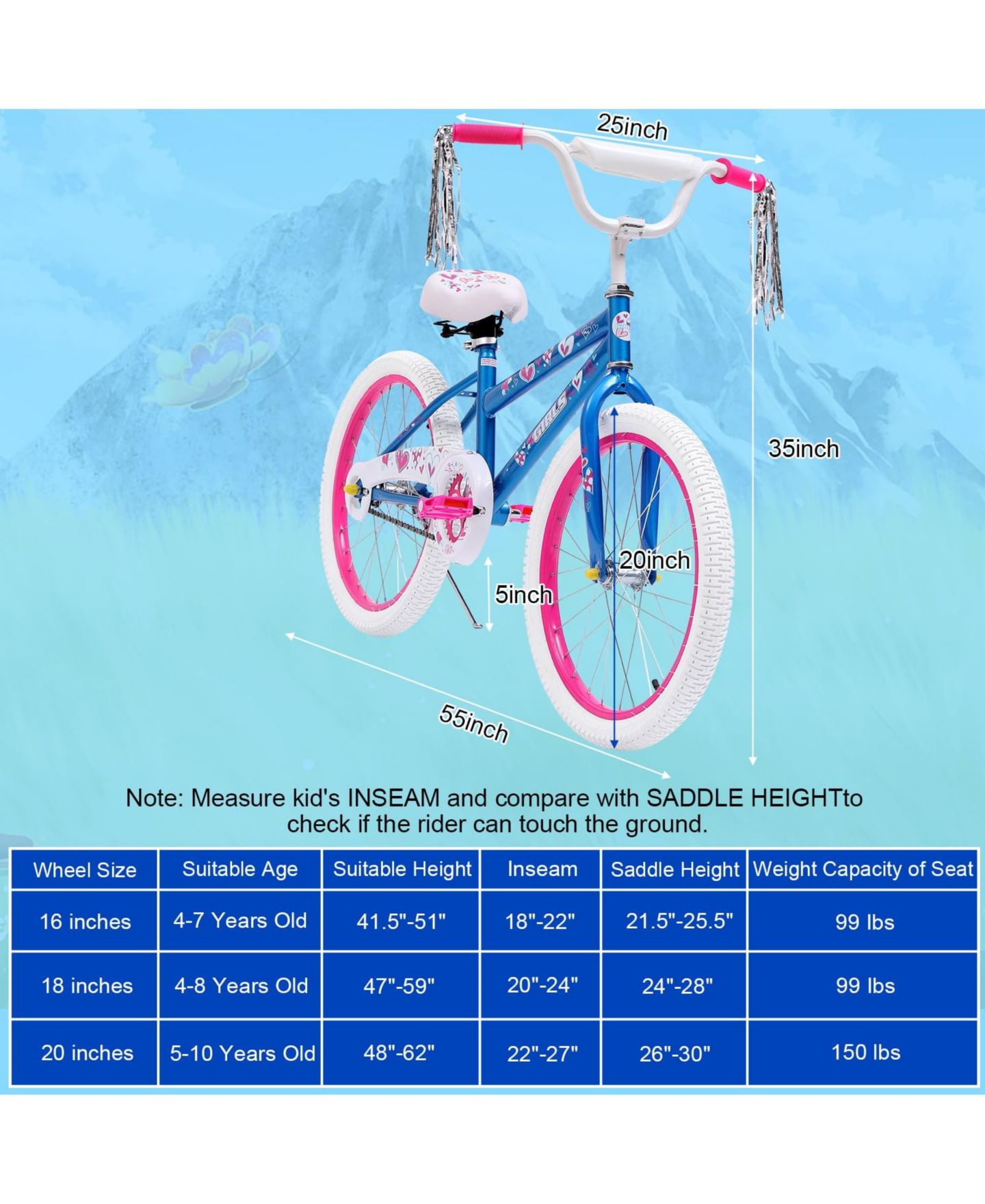 Детская игрушка SUGIFT 20 in. Kids Bike Child Bicycle for Girls Age 7-14 Years, Bule 4.2 stars out of 63 reviews, цвет: Синий — фото 2