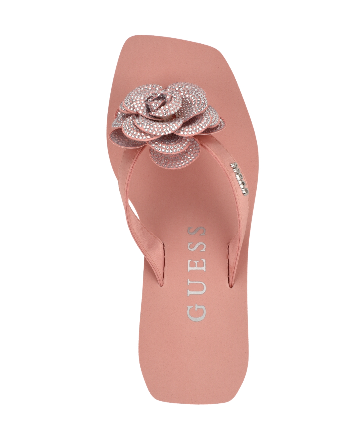 Guess Damani Platform Wedge Sandal In Light Pink Satin