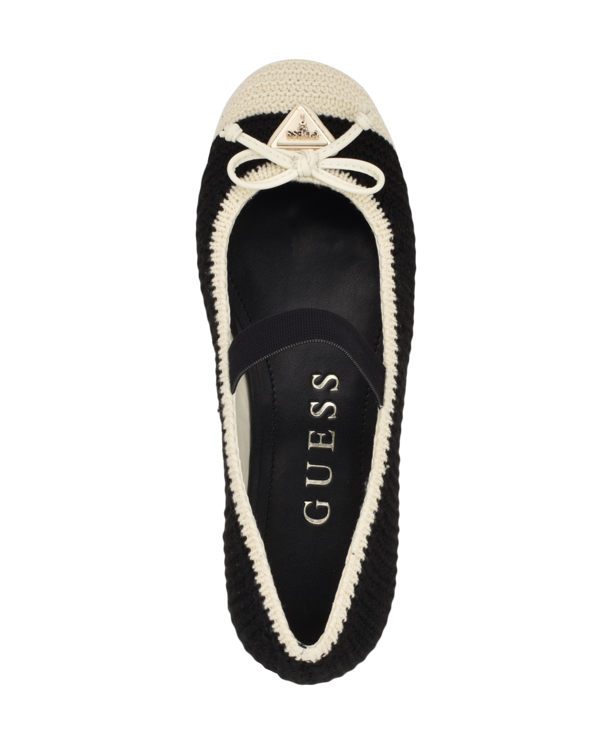 Guess Women's Maysa Knit Mary Jane Round Toe Ballet Flats -White