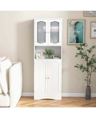 64.5" MDF Bathroom Cabinet with Tempered Glass Doors and Adjustable Shelves