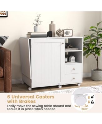 Folding Sewing Table Charging Station Multifunctional Sewing Machine Cart Table