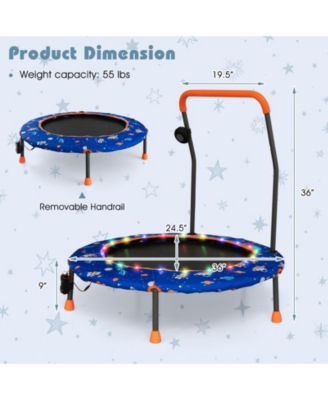 36 Inch Mini Trampoline with Colorful LED Lights and Bluetooth Speaker