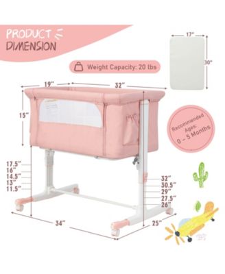 Portable Baby Bedside Bassinet with 5-level Adjustable Heights and Travel Bag