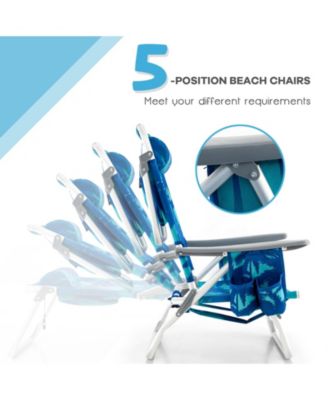 2 Packs 5-Position Outdoor Folding Backpack Beach Table Chair Reclining Chair Set