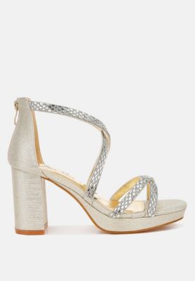 Womens Infatuated Rhinestones Embellished Strappy Sandals