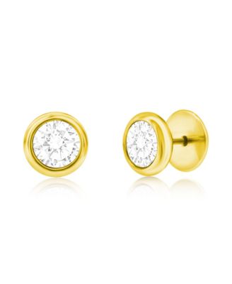 Stainless Steel Bezel-Set CZ Stud Earrings