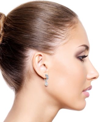 Cultured Freshwater Pearl (6-1/2-7mm) Charm Hoop Earrings in Sterling Silver