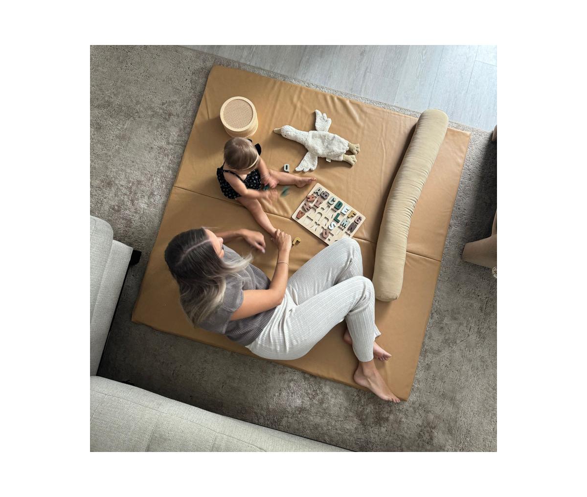 Toki Mats Toki Mats,Leather Padded Play Mat, Size - Sand