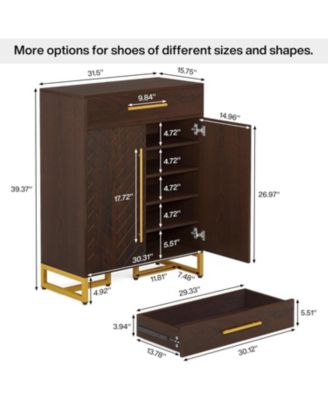 Shoe Cabinet with Doors, 20 Pairs Shoe Storage Cabinet with Drawer for Entryway, Modern Shoe Rack Organizer with Adjustable Shelves