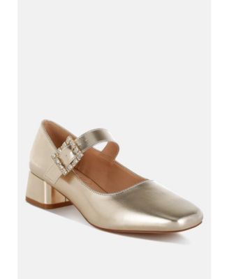 Womens Abeba Diamante Brooch Metallic Mary Jane Pumps